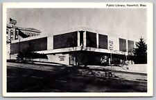 Public Library Haverhill Massachusetts Mass MA Street View Black White Postcard picture