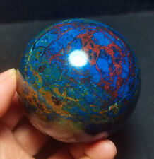 RARE 341.5G Natural Polished Phoenix Blue Gold Agate Crystal Ball Healing R719 picture