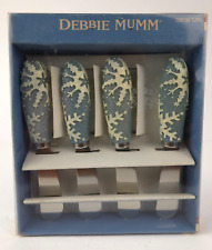 Vintage Debbie Mumm Snowflake Spreaders Christmas Decoration Baby Blue White picture