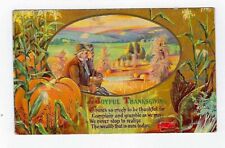 Early 1900's Thanksgiving Postcard Country Setting With Man & Woman Embossed picture