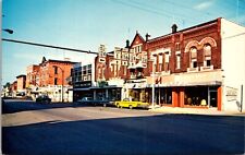 Postcard Main Street, Business District in Bluffton, Indiana picture