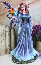 Large Goddess of Olympian Fire Elemental Fairy Queen In Blue Long Gown Statue picture