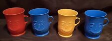 Vintage Kool Aid Man Plastic Pedestal Cups 2 Blue 1 Yellow 1 Red  Lot of 4 picture
