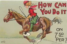 S/A Postcard Dwig Series 49 Woman On Horse How Can You Do It on 7.50 Per? picture