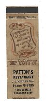 Patton's Restaurant - Oklahoma City   Matchcover  1106 W. Main   C.J. Nettles picture