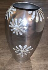 Vintage Towle Silversmiths Mother of Pearl Collection Inlay Daisy Flower Vase picture