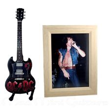 Miniature Guitar BON SCOTT with free stand + PHOTO 5X7 AC/DC ACDC picture