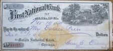 First National Bank of Albia, IA 1879 Check, Imprinted Revenue, Iowa Railroad RR picture