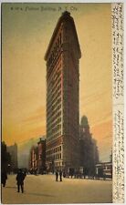 New York City Flatiron Building Sunset Colorful Postcard c1900 picture