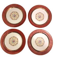 Vintage Hermitage China Co 22K Gold   Floral 10” Dinner Service Plates Set of 4 picture