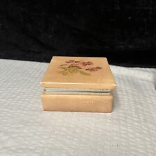 Vintage Genuine Alabaster Hand Carved Hinged Jewelry Trinket Box picture