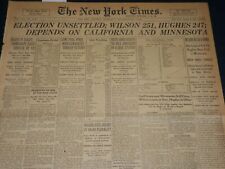 1916 NOVEMBER 9 NEW YORK TIMES - WILSON 251 HUGHES 247 ELECTION - NT 7688 picture