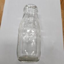 Dairy Bottle Clear Glass Milk Jar Bottle Embossed Cow 10 Ounces 6 Inch Half Pint picture