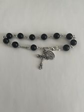 Men's Black Onyx Rosary Bracelet ~ 8 1/2” (850) picture