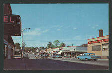 Plymouth MI: 1960s Chrome Postcard LOOKING WEST ALONG ANN ARBOR TRAIL FROM MAIN picture