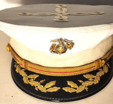 VINTAGE U.S.M.C. U.S. MARINE CORPS OFFICER WHITE HAT & STERLING EGA  VIETNAM ERA picture