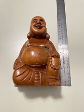 Vintage Solid Wood Laughing Buddha ~ 7 3/4