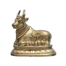 Brass Nandi Bull Idol Statue For Vastu Remedies Home Office Temple 10.5 CM picture