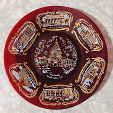 Vintage Ruby Red Glass Souvenir Plate The Capital Washington DC Gold  Finish picture
