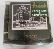 Vintage Set Of 10 Harrods Knightsbridge Pub Mats and Bar Towel NOS picture