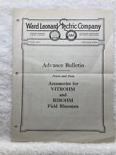 1926 Ward Leonard Electric Company Bulletin Vitrohm Ribohm Rheostats  Vtg picture