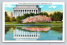 WB Postcard Washington DC Lincoln Memorial Cherry Blossoms picture