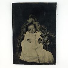 Named Foster Connecticut Baby Tintype c1878 Antique 1/6 Plate Child Photo H782 picture