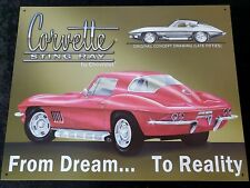 Official GM Chevrolet 1960'S Red CORVETTE Sting Ray Metal Mancave - Garage SIGN picture