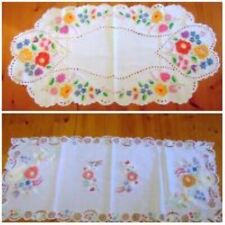 2 PIECES Hungarian Traditional HANDEMBROIDERED Tablecloth Floral Needlework picture