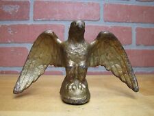Antique Eagle Cast Iron Old Gold Paint Paperweight Decorative Arts Statue picture