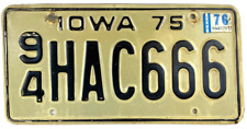 Iowa 1975 1975 License Plate Garage Auto Webster Co Man Cave 666 Decor Collector picture
