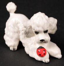 Vintage Playful White Poodle Puppy with Ladybug Figurine picture