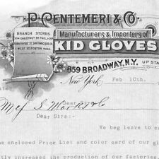 Scarce 1891 P. Centemeri & Co. Kid Gloves Letterhead, Cover & Color Card Catalog picture
