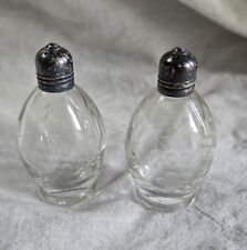 Vintage Etched Glass Grape Design Salt & Pepper Shakers Irice  picture