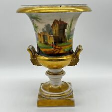 Antique Old Paris Fine French Porcelain Figural Scenic Handled Vase Urn Campagna picture