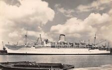 SS CHUSAN IN HARBOR ~ P & O SHIP LINE, REAL PHOTO PC ~ used Gibraltar 1956 picture