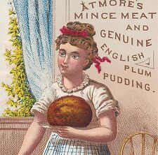 ca. 1880's Atmores Mince Meat Plum Pudding Cook Victorian Advertising Trade Card picture