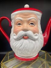 Department 56, Large, Ceramic, Two-Faced Christmas Santa Teapot **READ** picture