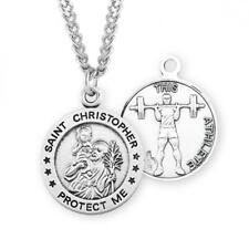 Saint Christopher Round Sterling Silver Weight Lifting Male Athlete Medal picture