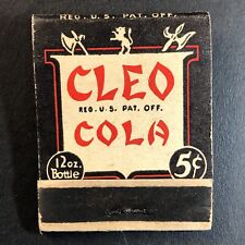 Cleo Cola 12oz Bottle 5c Full Matchbook c1930's-40's VGC Scarce picture
