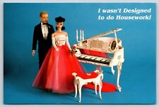 Nostalgic Barbie & Ken Doll Fashion Postcard Glamour Gown Tuxedo Grand Piano picture