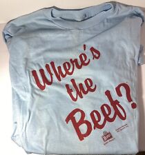 Vintage 1980s Wendy’s “Where’s the Beef?”  Advertisement Shirt Blue 1984 picture