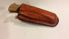 handmade buck 110 custom leather sheath saddle brown waxed hand stitch vertical picture