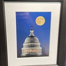 Photo art Washington DC Capitol Dome, Moon, patriotic picture