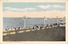 Ocean View Virginia~Crowd Looking Seaward~Benches~Striped Roof Vendors~1919 PC picture