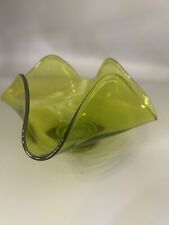 Vintage Viking Glass Handkerchief Bon Bon Bowl Beautiful Green MCM picture