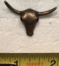 Vintage Longhorn Bull Bronze Colored Lapel Hat Pin Tie Western Country Cowboy picture