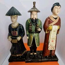 Carved Wood Asian Man Woman Figurines 18