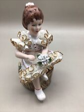 Vintage pink lace dress ballerina porcelain figurine of dancer picture