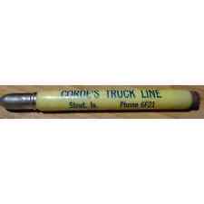 Vintage Celluloid Bullet Pencil - Corde's Truck Line - Stout,Iowa picture